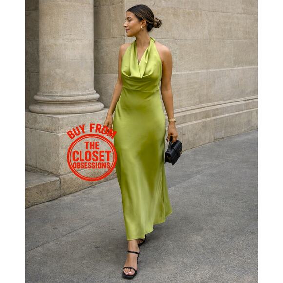 MANGO Open Back Satin Midi Dress NWT - Picture 1 of 16